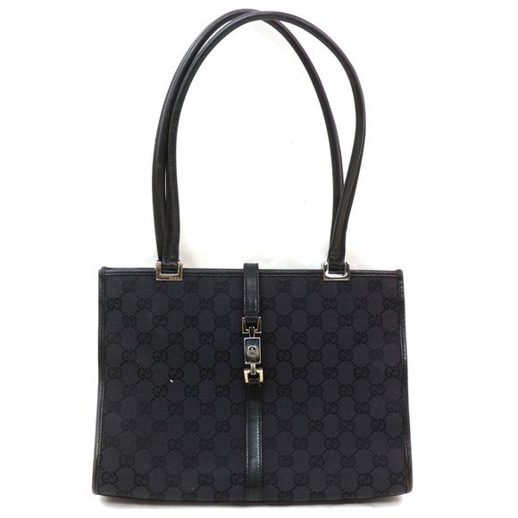 Gucci Handbags - Auth Gucci Tote Bag Black Canvas #4880G69